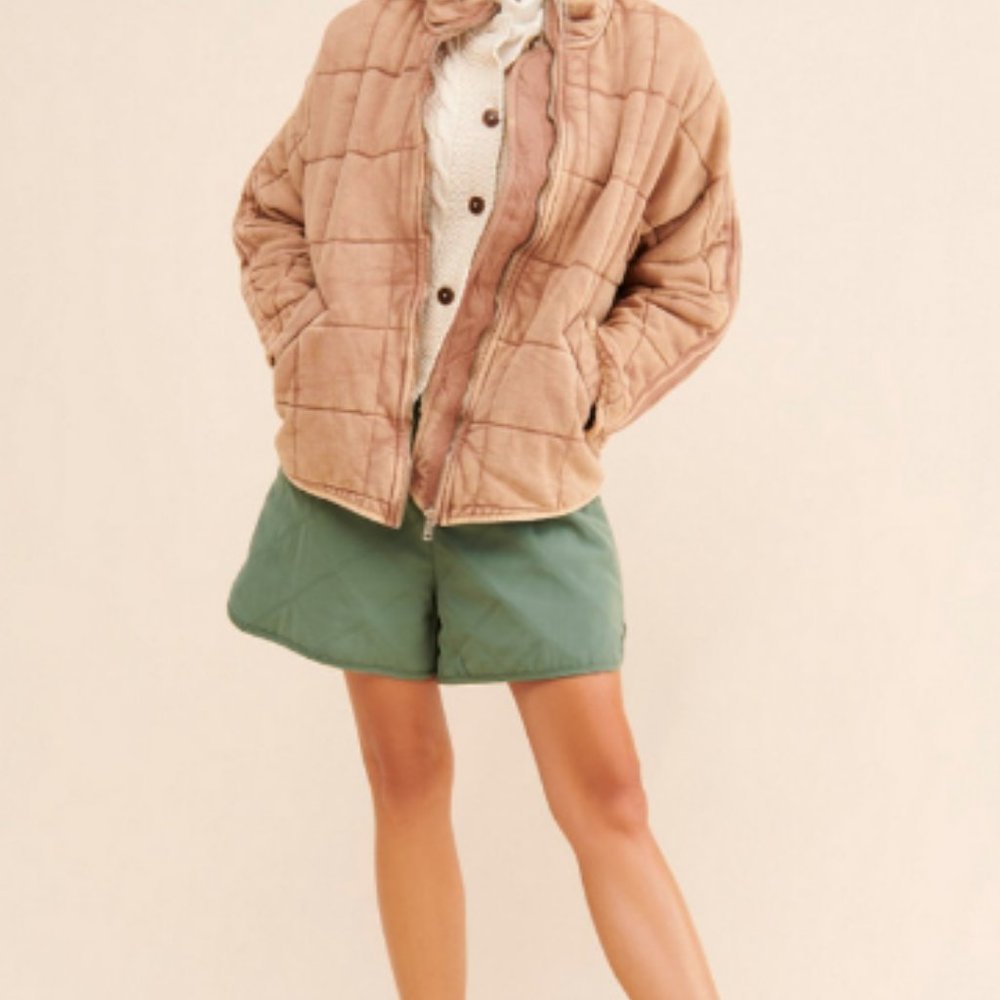 NWT Free People Dolman Quilted Jacket Champagne Diamond size M
